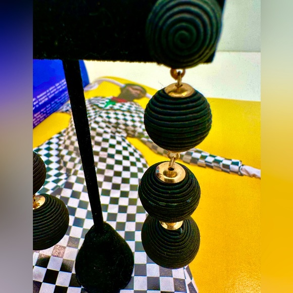 Black Bauble Drop Earrings - Picture 3 of 4